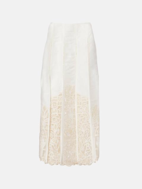 ALÉMAIS Rosemary linen-blend midi skirt