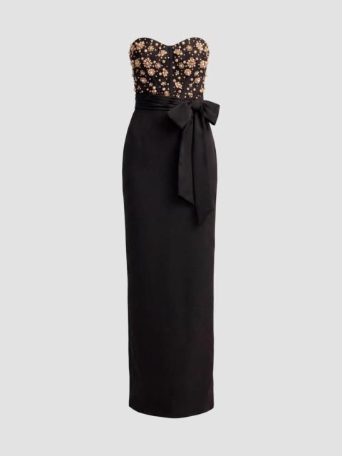 MAC DUGGAL Women's Beaded Crepe Strapless Column Gown - Black Gold