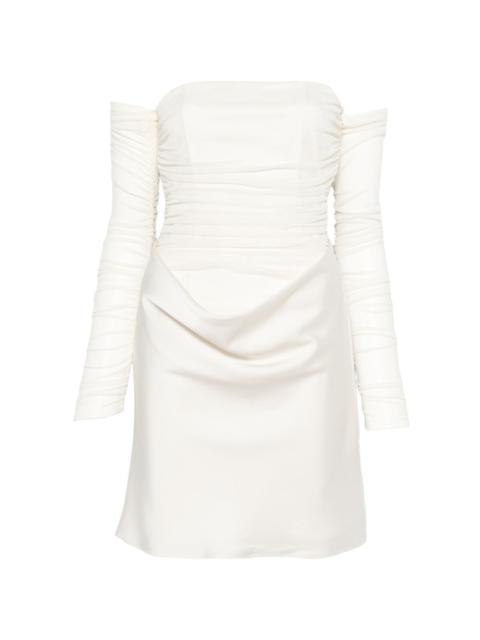 ROTATE ruched mesh mini dress