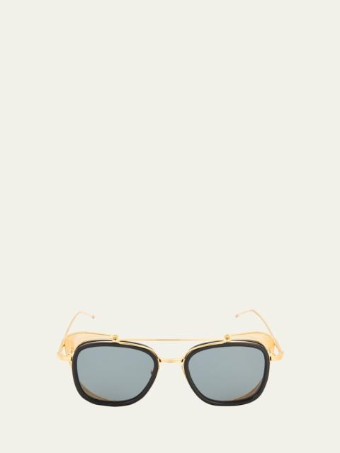 Thom Browne Men's Acetate and Titanium Rectangle Sunglasses with Side Shields