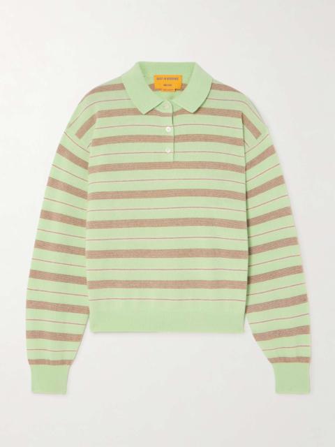 GUEST IN RESIDENCE Striped cashmere polo sweater Green