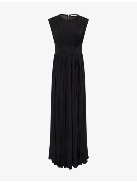 Zimmermann Pleated Round-Neck Stretch-WovenColumn Dress