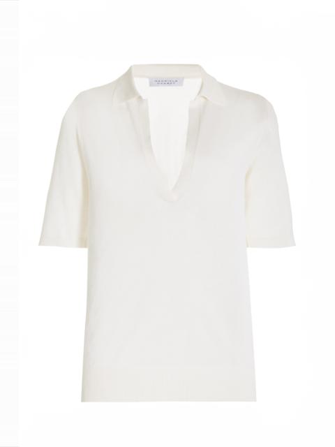 GABRIELA HEARST Frank Knit Polo in Ivory Silk Cashmere