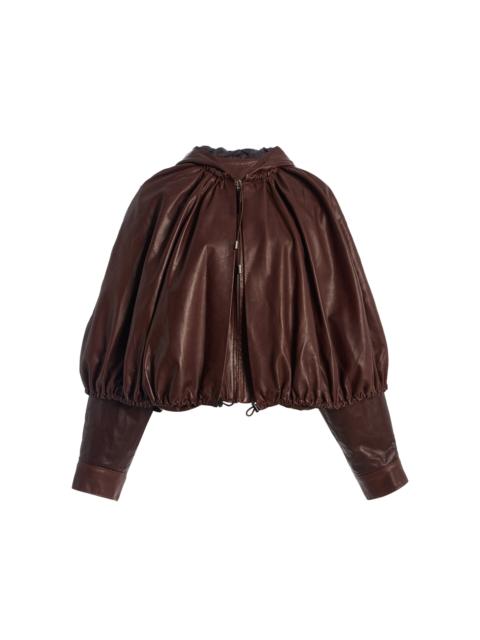 Sea Thompson Hooded Leather Cape Jacket brown