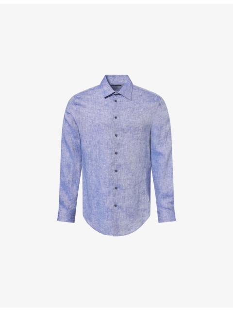 EMPORIO ARMANI Long-Sleeve Classic-Collar Linen Shirt