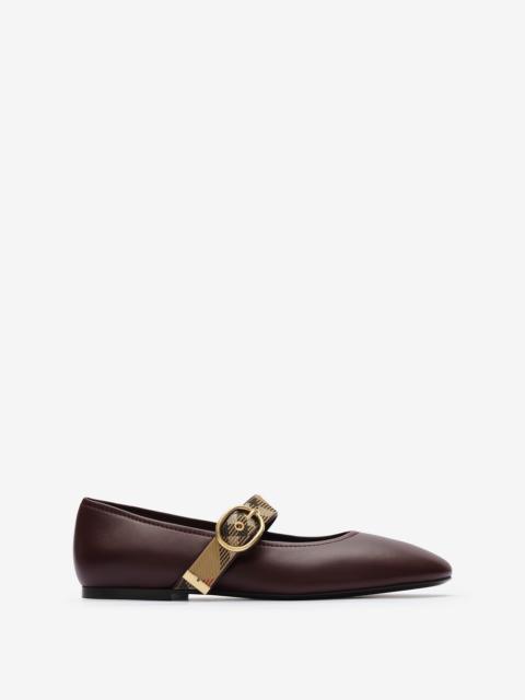 Burberry Check Strap Leather Robin Ballerinas