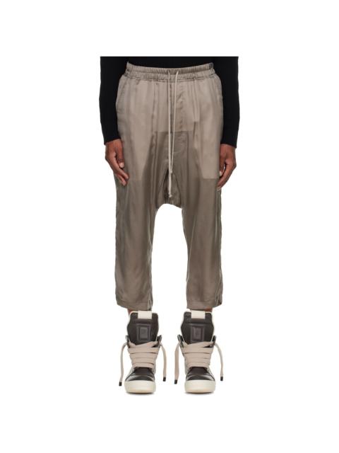 Rick Owens Gray Tower Drawstring Cropped Trousers