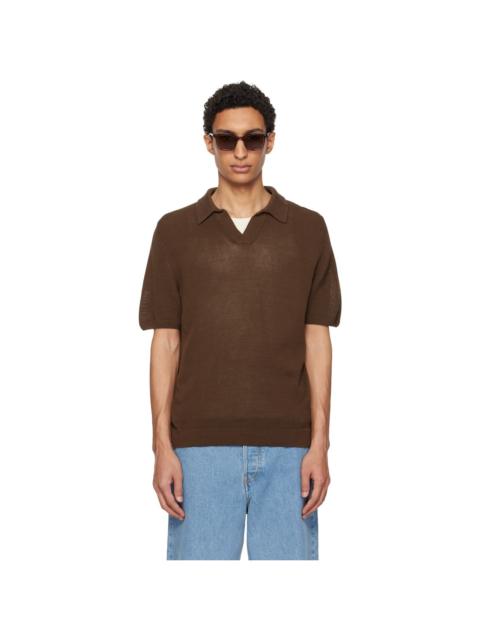 Merz b. Schwanen Brown Cotton Short Sleeve Polo