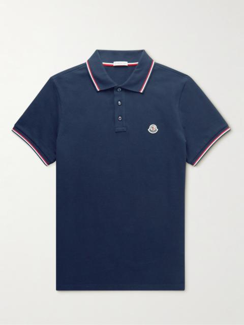 Moncler Logo-Appliquéd Striped Cotton-Piqué Polo Shirt