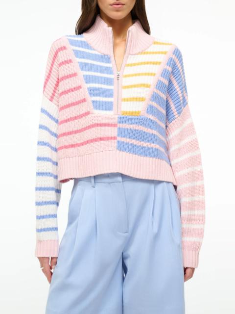 STAUD Hamptom Stripe Half Zip Sweater