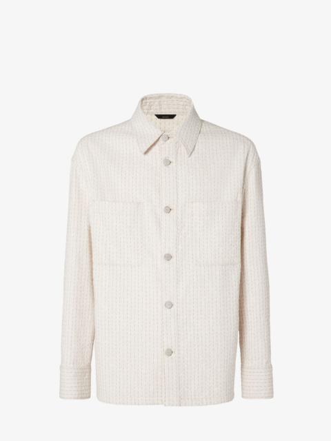 FENDI Blouson White denim Go-To jacket with topstitching