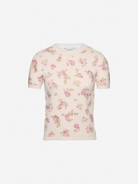 MAGDA BUTRYM Short-sleeve top in cream floral print