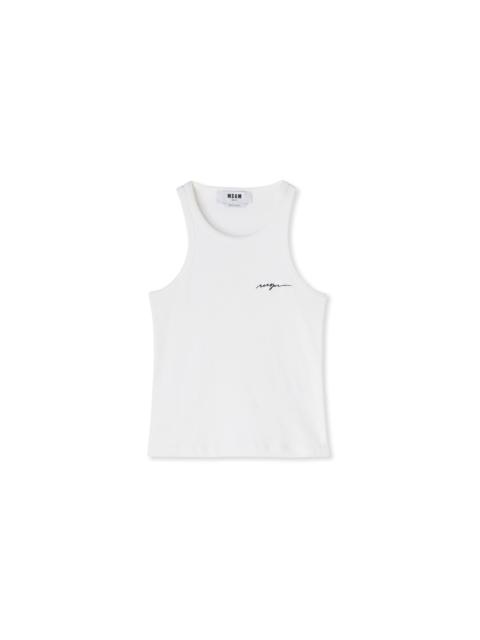 MSGM Ribbed jersey tank top with embroidered cursive logo