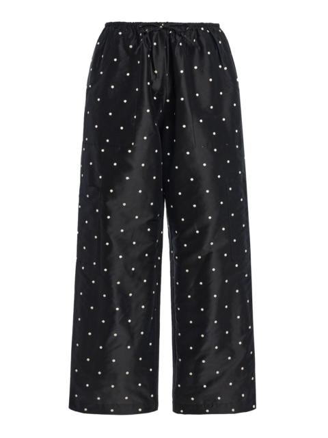 DONNI. The Polka-Dot Silk Taffeta Cargo Pants black