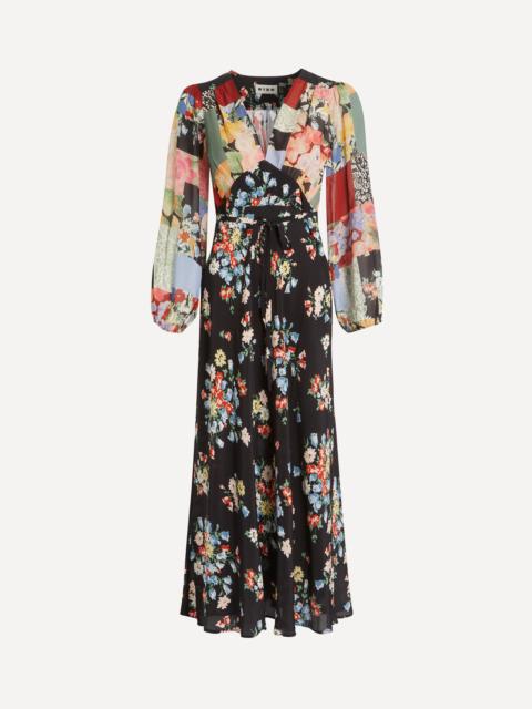 RIXO Kaila Amelia Patchwork Multi Mix Silk Dress