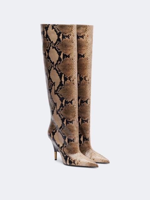 KHAITE Bella snake-effect leather knee-high boots