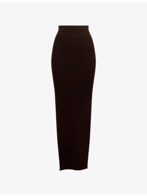 Rick Owens Sacriskirt Ribbed Knitted Midi Skirt