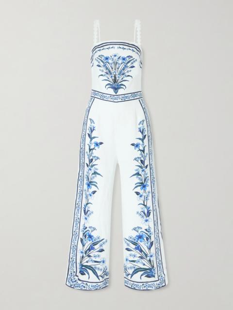 FARM RIO Flowers Arch Printed Linen Jumpsuit