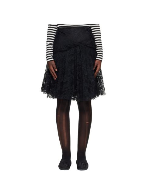 Junya Watanabe Black Nylon Raschel Lace Midi Skirt