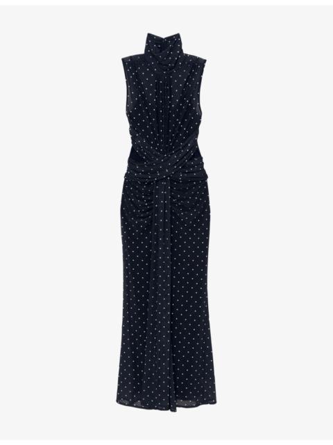 REISS Stacey Polka-Dot Sleeveless Woven Maxi Dress