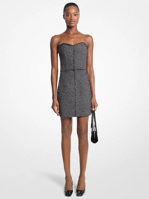 MICHAEL KORS COLLECTION Frayed Crosshatch Tweed Sweetheart Mini Dress