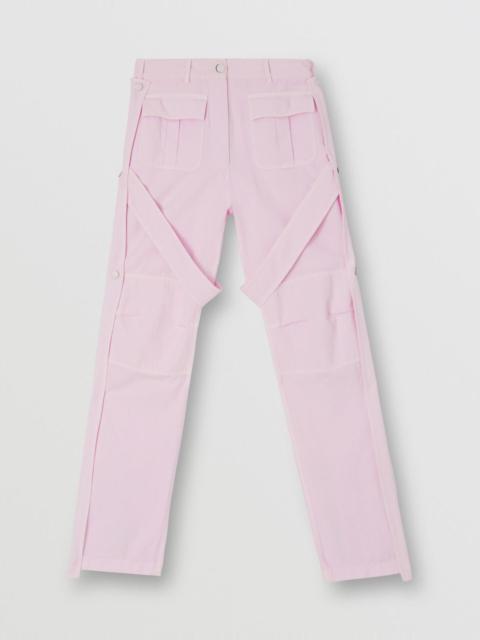 Detachable Strap Detail Cotton Linen Cargo Trousers