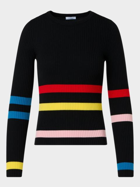 AKRIS Striped Rib Knit Crewneck Sweater