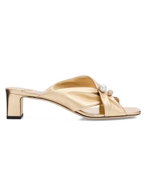 JIMMY CHOO Women's Rafi 45MM Leather Sandals - Gold