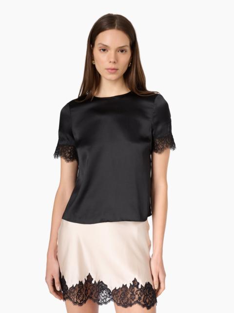 CAMI NYC MARGUERITE SILK TOP BLACK
