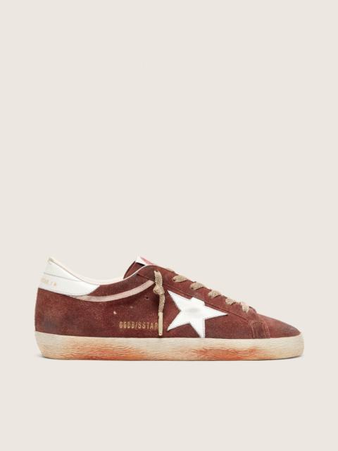 Golden Goose Women’s Super-Star in rust suede with metallic platinum leather star