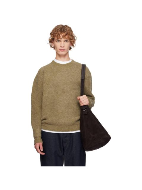 LE17SEPTEMBRE Khaki Textured Alpaca Crewneck Sweater