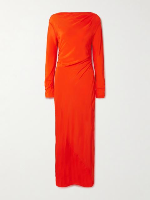 SIR. Fresca Gathered Draped Silk Crepe De Chine Maxi Dress