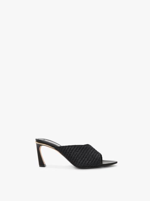Victoria Beckham V Cut Mule In Black Raffia