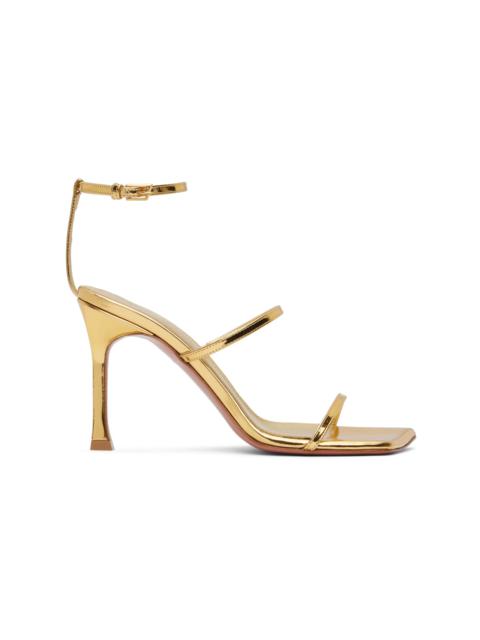 Amina Muaddi Gold Maya Heeled Sandals