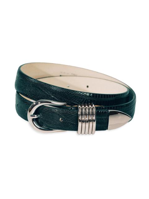 DÉHANCHE Women's Hollyhock Lizard-Embossed Leather Belt - Green Snake