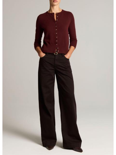Vince Washed Cotton Twill Mid-Rise Wide-Leg Pant
