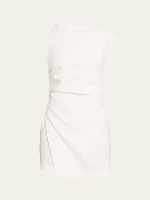 A.L.C. Leia Asymmetric One-Shoulder Linen-Blend Mini Dress
