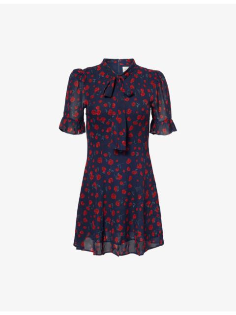 Reformation Reformation x Nara Smith Whimsical Rose-Print Woven Mini Dress
