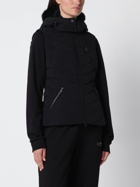 MOOSE KNUCKLES Elora black nylon padded vest