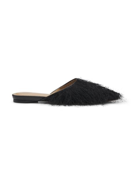 BOSS POINTED-TOE MULES WITH FRAYED TRIM