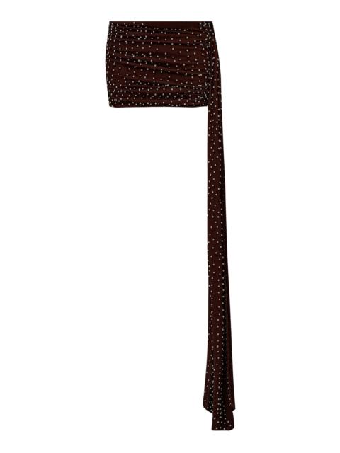 THE NEW ARRIVALS ILKYAZ OZEL Agel Draped Mini Skirt brown