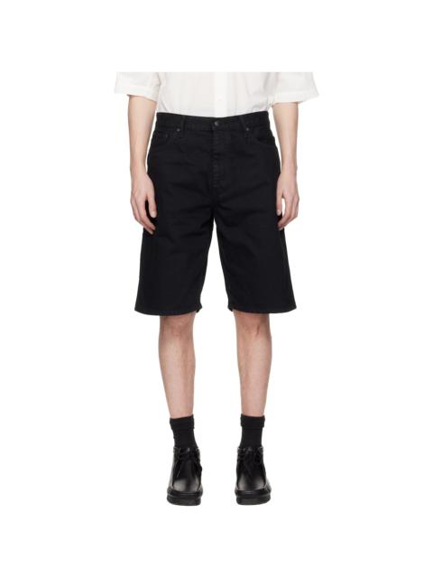 vowels Black Overdyed Painter Shorts