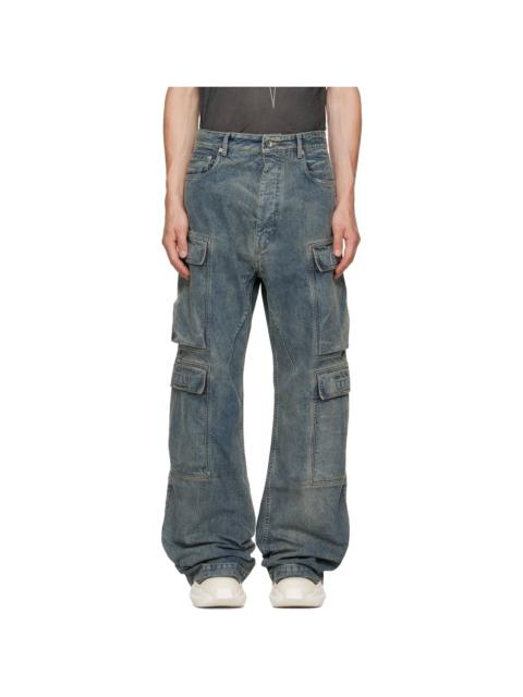Rick Owens DRKSHDW Blue Tower Double Cargo Jeans