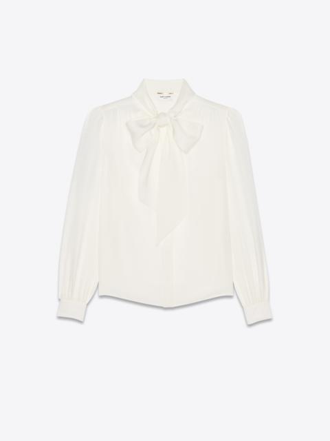 SAINT LAURENT lavallière-neck blouse in matte and shiny animal-print silk