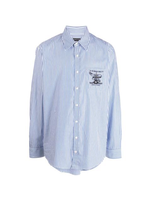 logo-embroidered striped cotton shirt