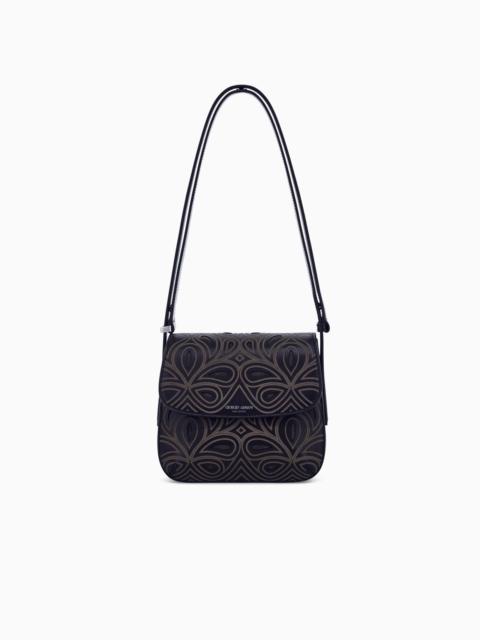 GIORGIO ARMANI LA PRIMA SMALL BAG IN LEATHER AND SUEDE WITH LASER-CUT DETAILING