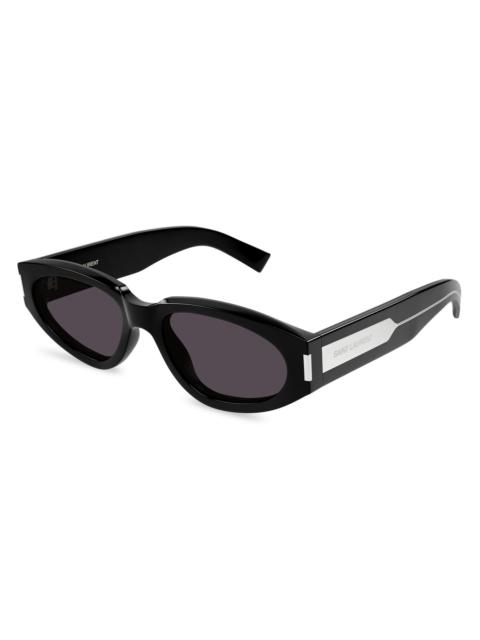 SAINT LAURENT Women's Naked Wirecore Oval Sunglasses - Black