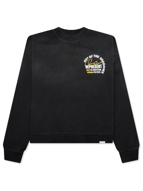 REPRESENT OUT OF THE SHADOWS SWEATSHIRT - STAINED BLACK