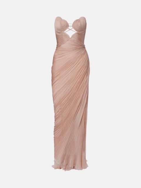MARIA LUCIA HOHAN Ananda pleated silk muslin bustier gown
