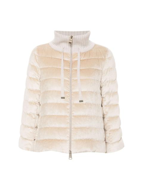 Resort Cape velvet puffer jacket